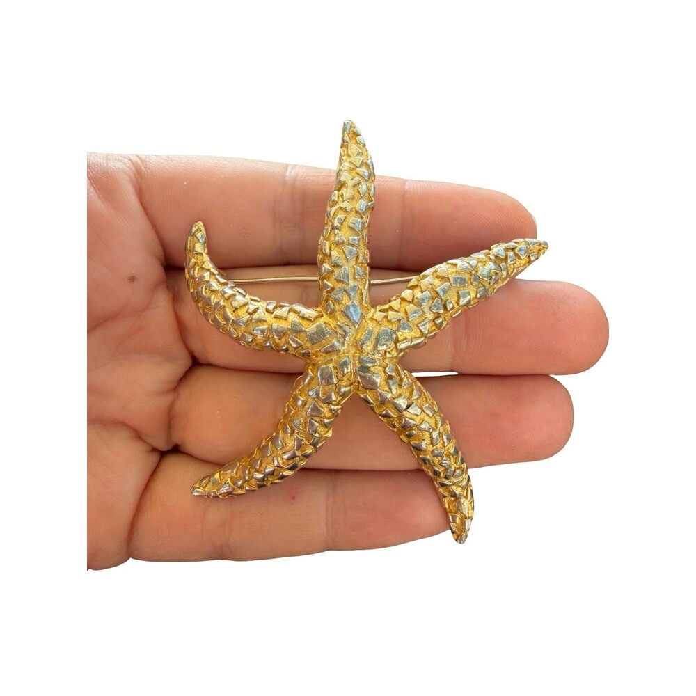 Vintage Signed Vans Authentics Goldtone Lovely Starfish Pin Brooch